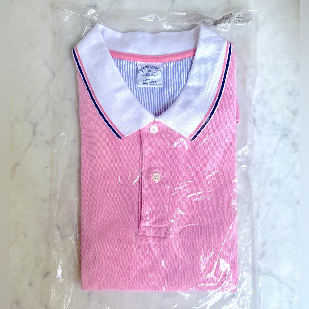 Size XL Brooks Brothers Polo Shirt Slim Fit- Pink